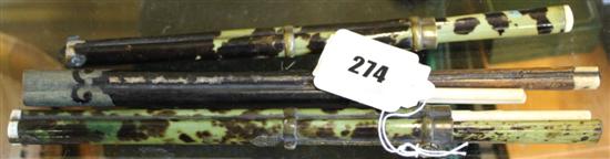 Three sets of scribes pens in tortoiseshell cases(-)